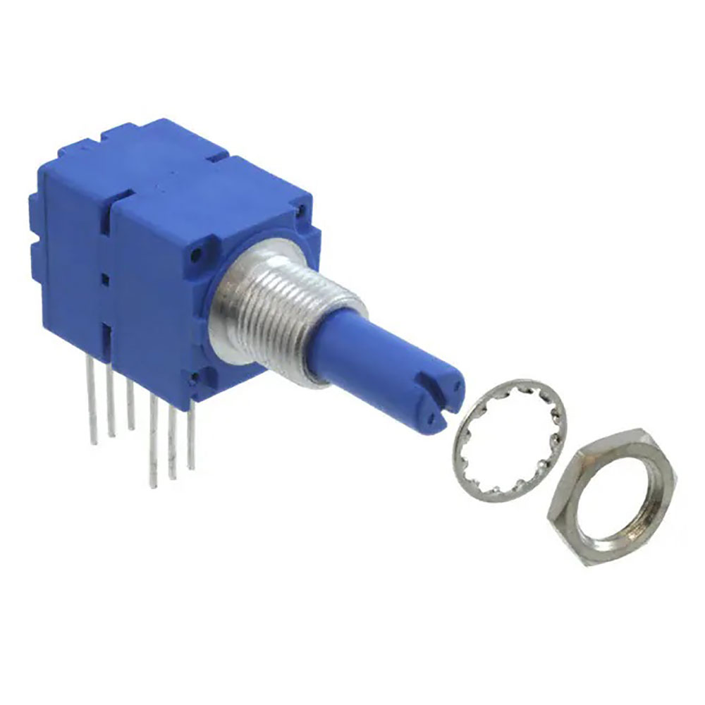 Precision Potentiometer 5/8" Square 50K Ohms 20% 1/2W 2 Gang Linear PC Pins Panel Mount 1-Turn Side Adjust