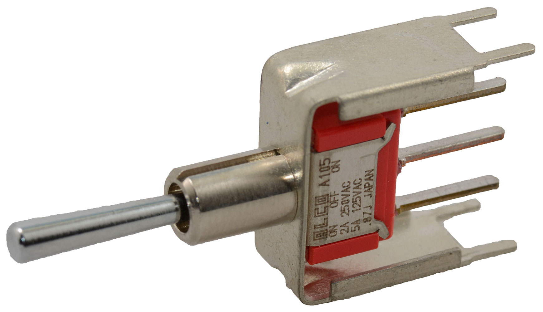 Miniature Toggle Switch SPDT (ON)-OFF-(ON) PC Pin