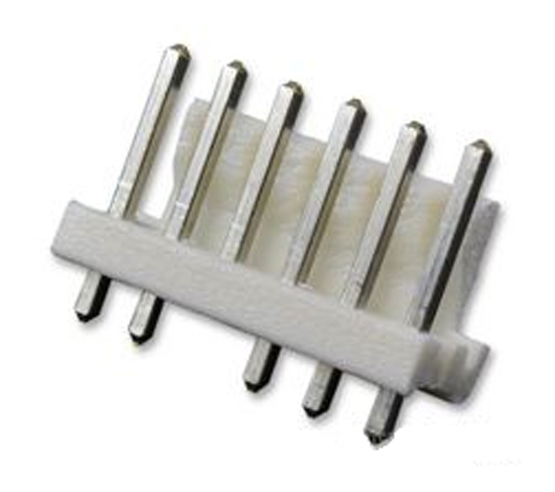 6 Position Shrouded Male Pin Header 0.156" (3.96mm) Through Hole Solder