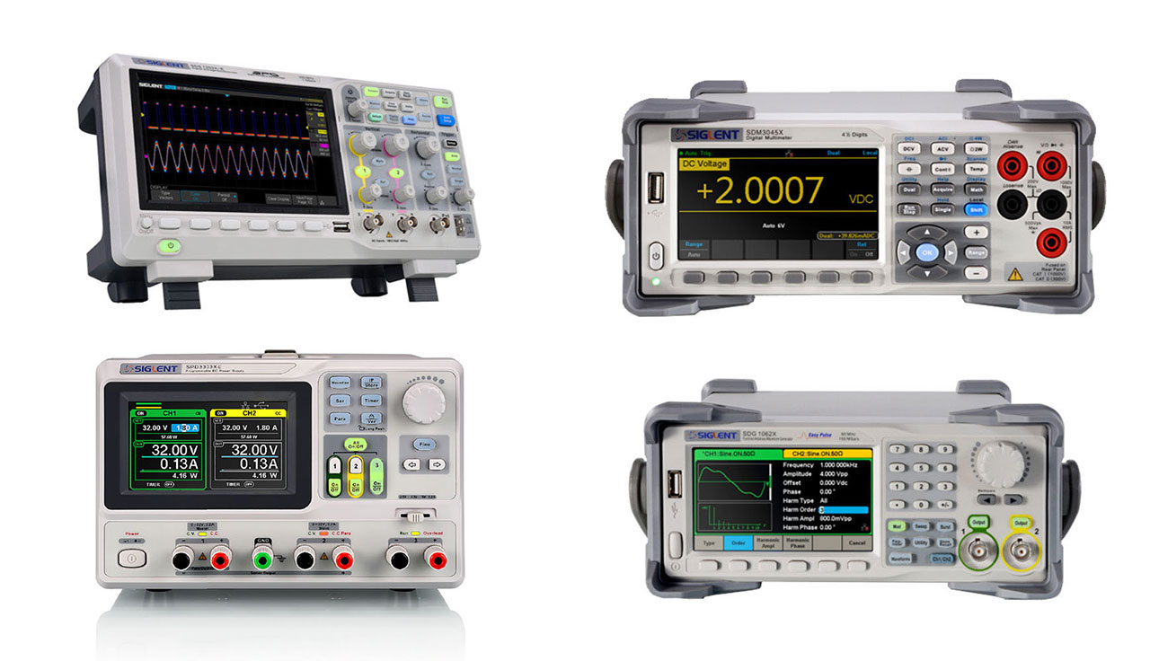 Siglent 4-Piece Lab Test Equipment Bundle with Enhanced Benchtop Power Supply
