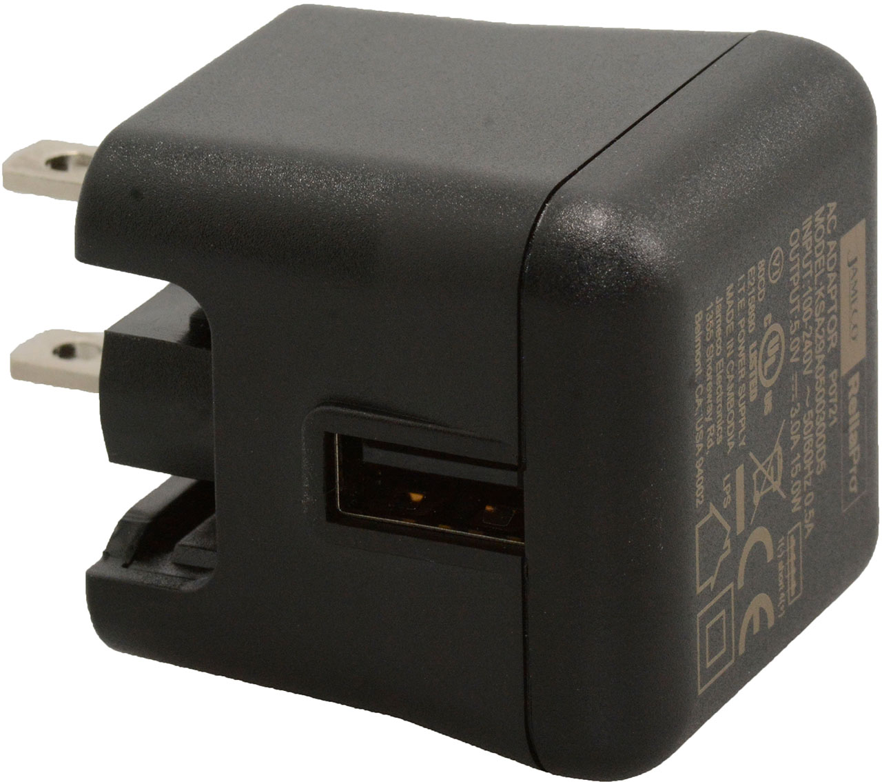 5V 3A (3000mA) Compact Wall Adapter Power Supply with USB Port Output Foldable Terminals Charger