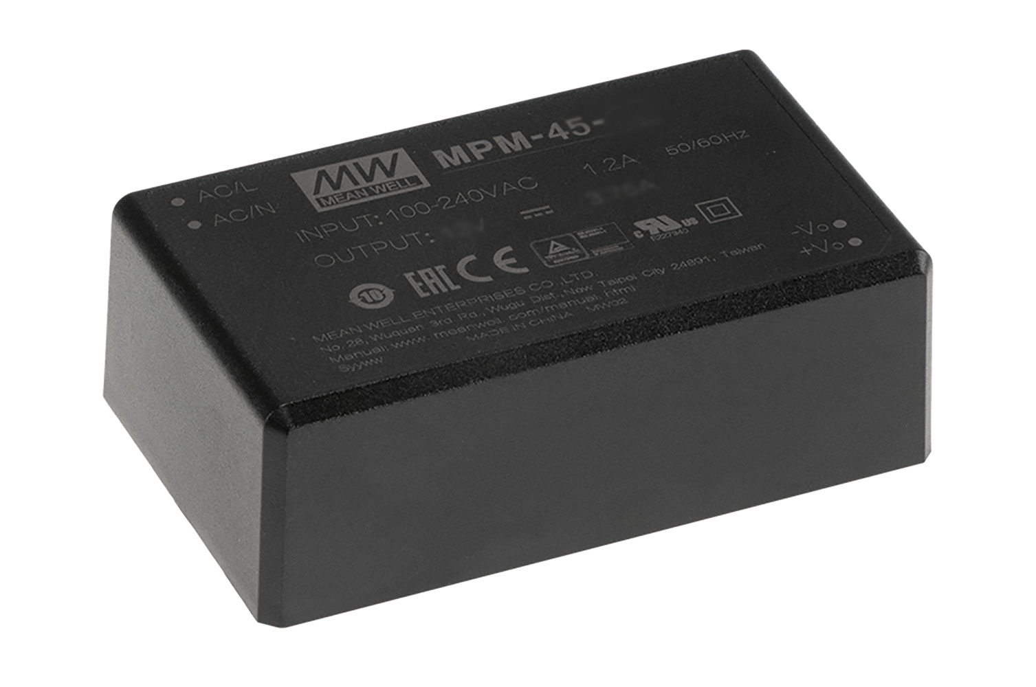 15V 3A 45W High Reliability 2xMOPP Encapsulated Green Medical Power Supply PCB Mount