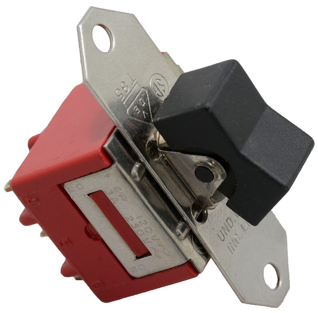 Rocker Switch DPDT ON-ON 6A 125VAC 30VDC Panel Mount Flange Solder Lug