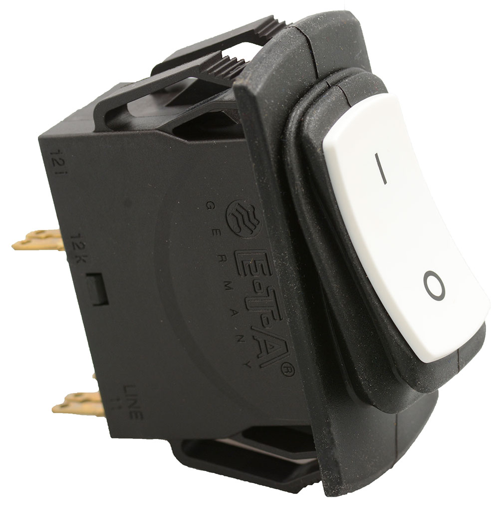 Thermal Circuit Breaker 15A 240 VAC 50 VDC White Rocker Actuator Panel Mount