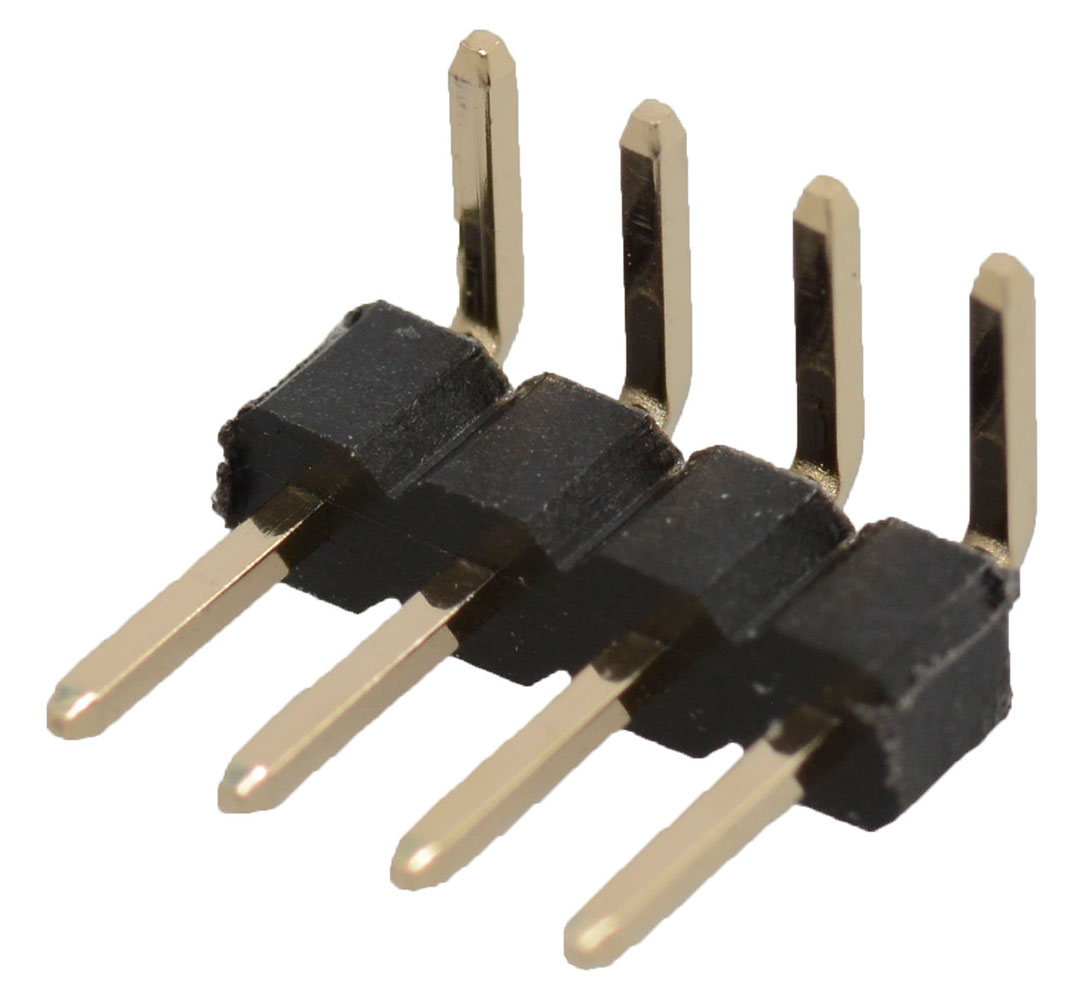 Breakaway Pin Header 4-Position Right Angle 2mm Pitch Gold Post