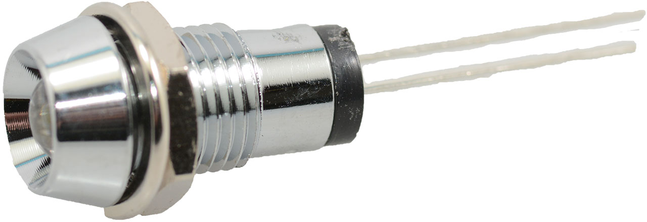 White LED Indicator Chrome Bezel 2V 20mA