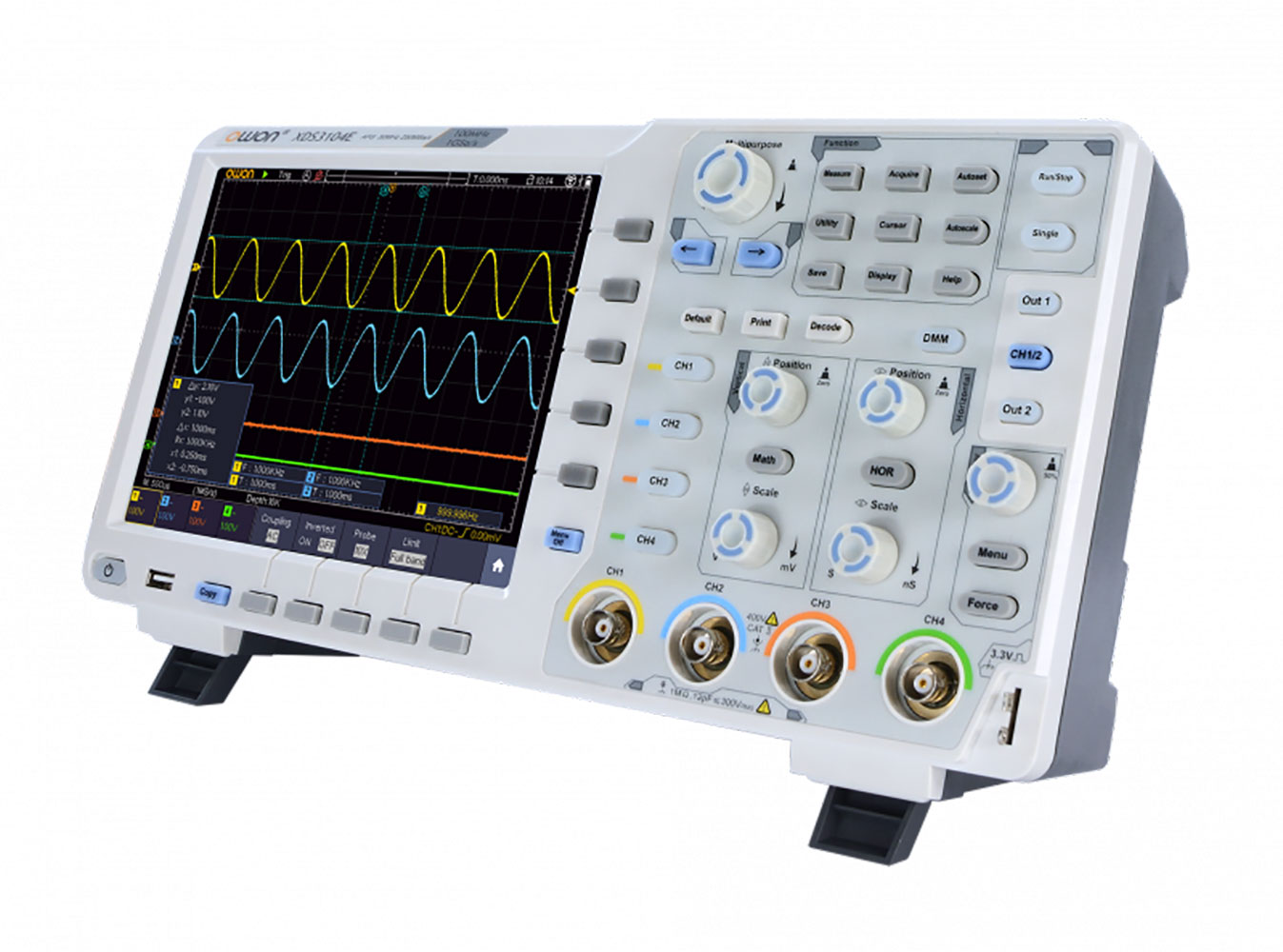 100 MHz 4 Channel 8-bit Touchscreen Digital Oscilloscope 8" LCD