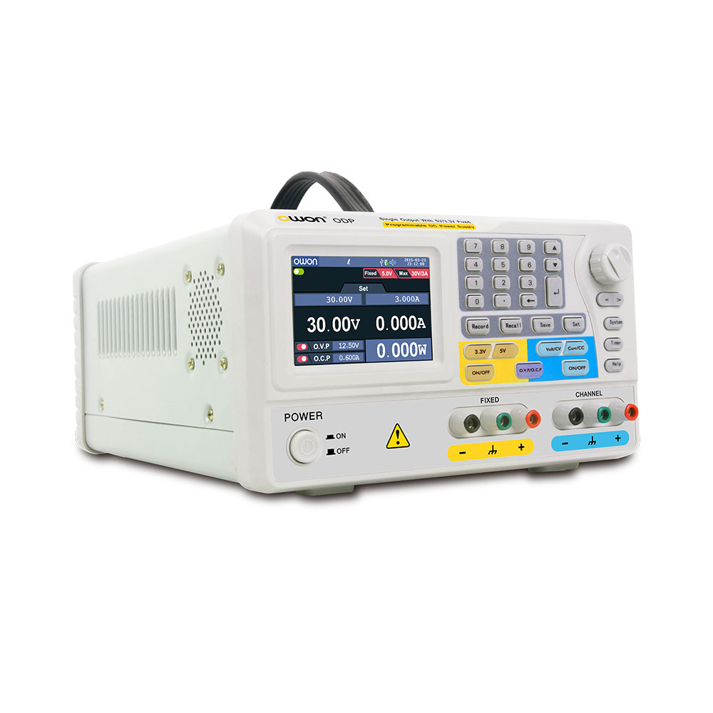 105W 30V 3A Single Channel with Fixed 5V/3.3V 3A Benchtop Programmable DC Power Supply 3.9" LCD