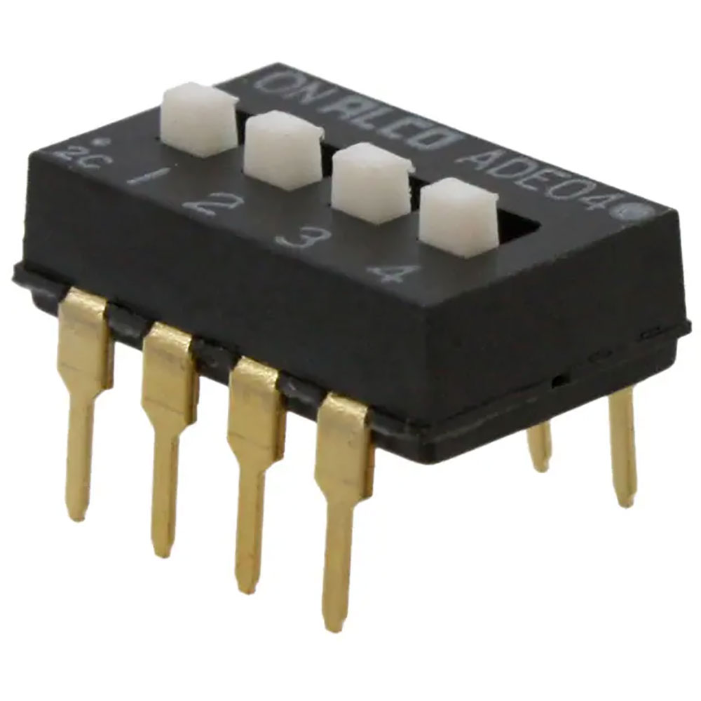 DIP Switch SPST 4 Position Through Hole Raised Slide Actuator (Standard) 100mA 24VDC