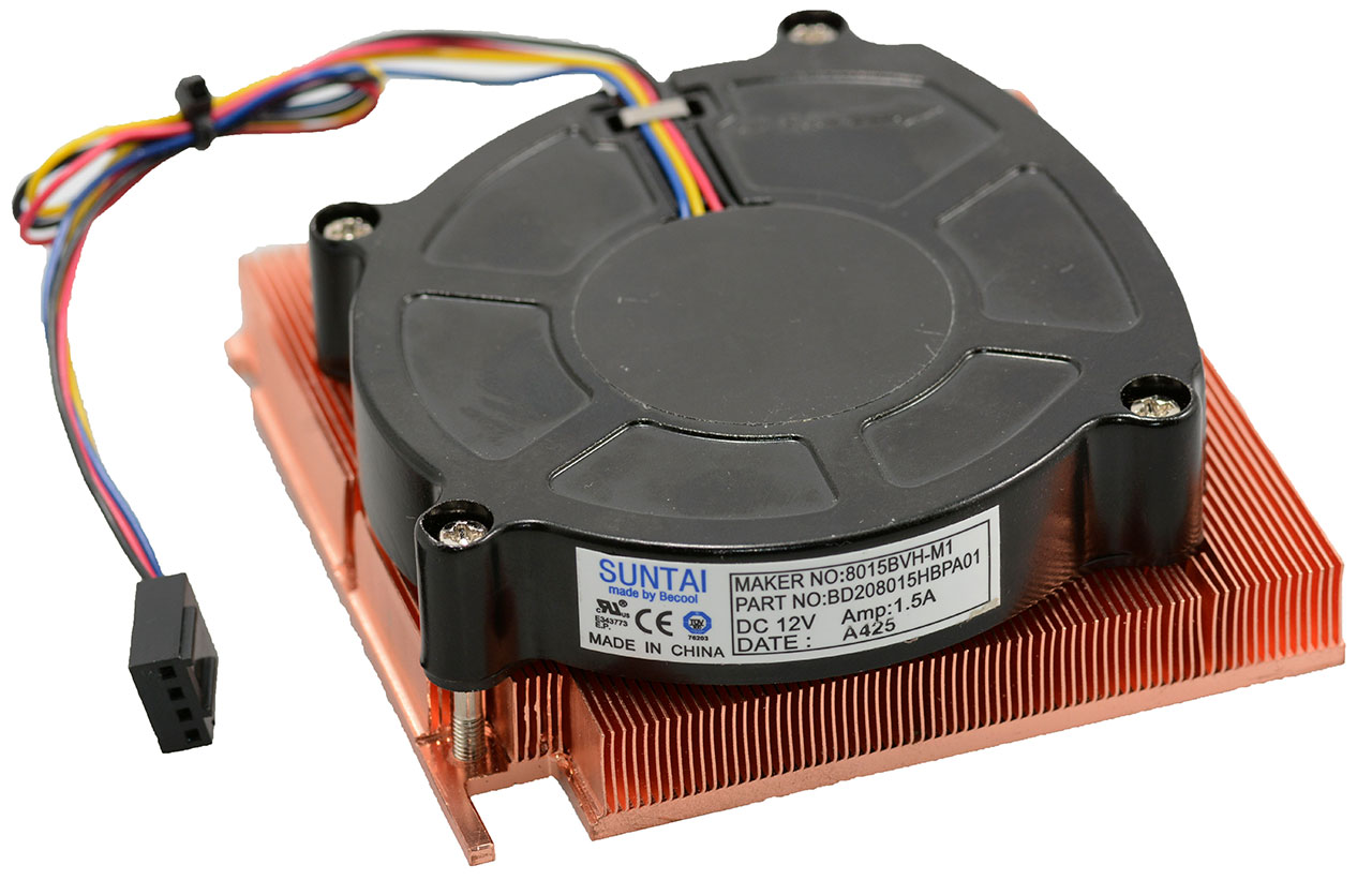 1U Chip Cooler for LGA3647 CPU (205w) 12 VDC Square Dual Ball Bearing 21.35 CFM 4P Connector