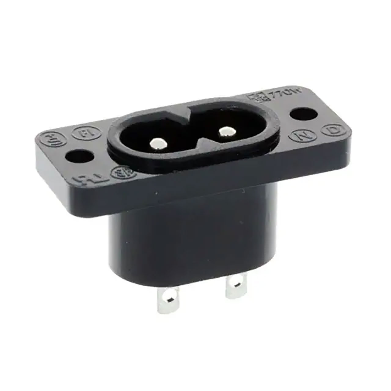 Power Entry Connector Receptacle Male Pins IEC 320-C8, Non-Polarized Panel Mount Flange