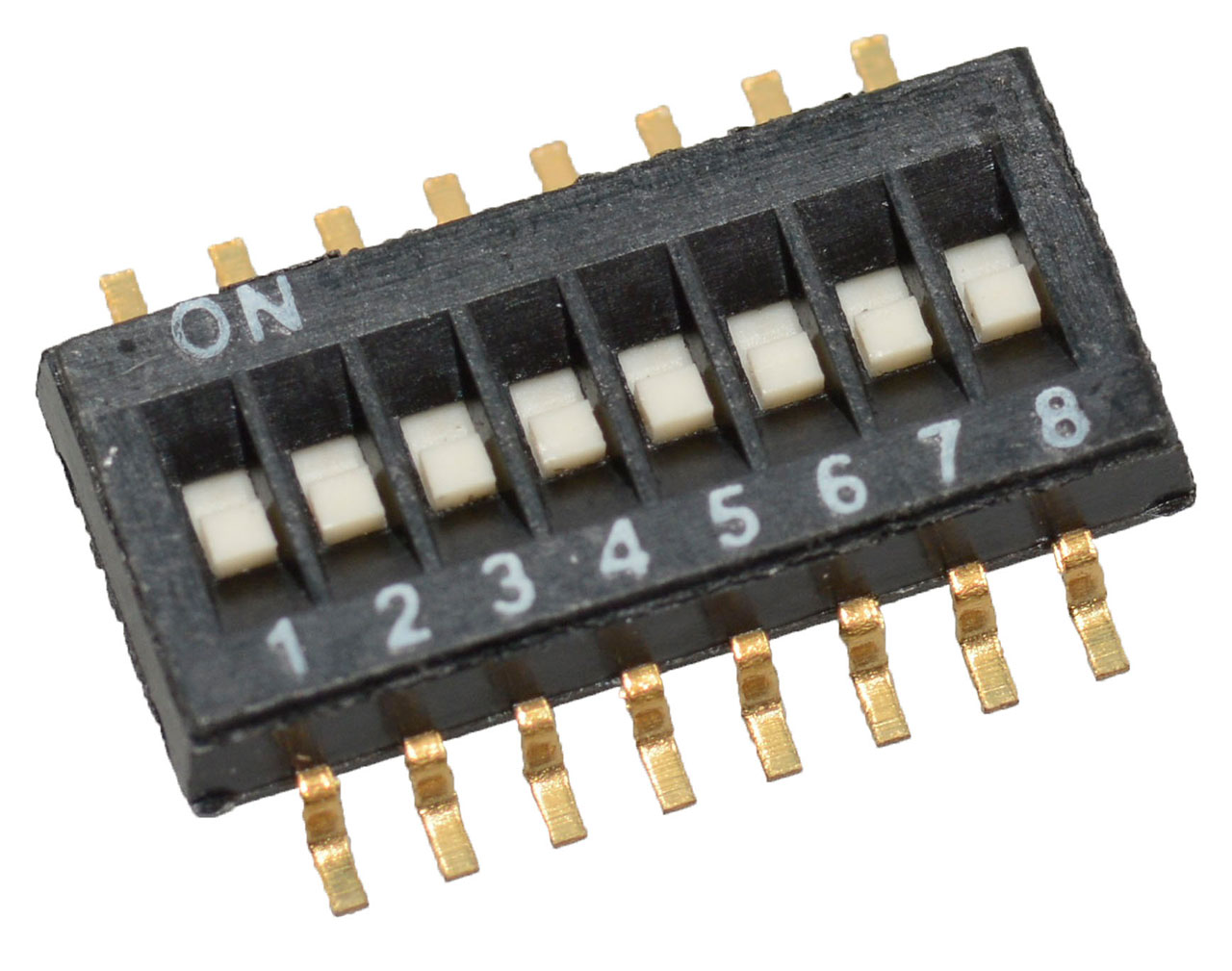 DIP Switch SPST 8 Position Surface Mount Slide (Standard) Flush Actuator 25mA 24VDC