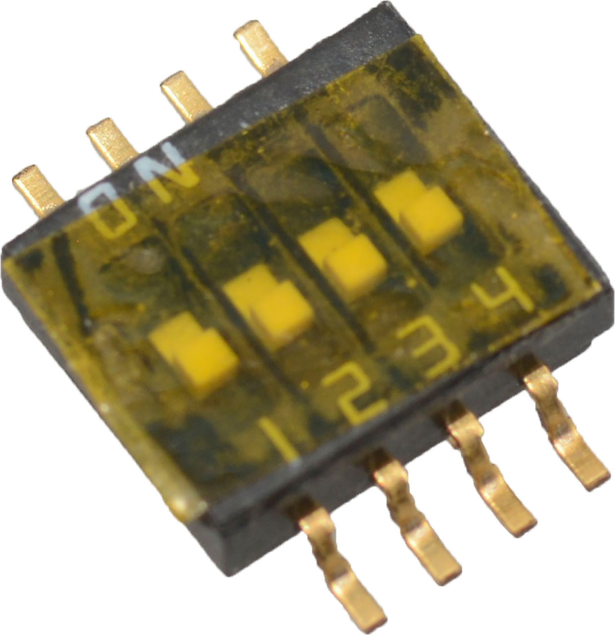 DIP Switch SPST 4 Position Surface Mount Slide (Standard) Flush Actuator 25mA 24VDC