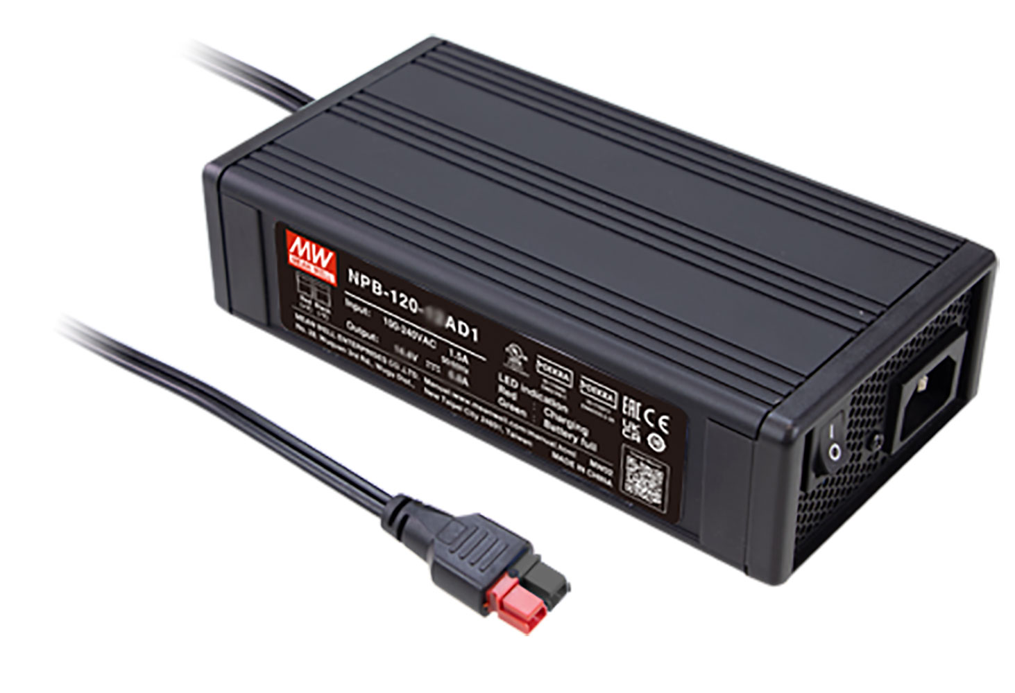 121.6W 27.6V 4A Compact Battery Charger with Wide Output Range Anderson Connector