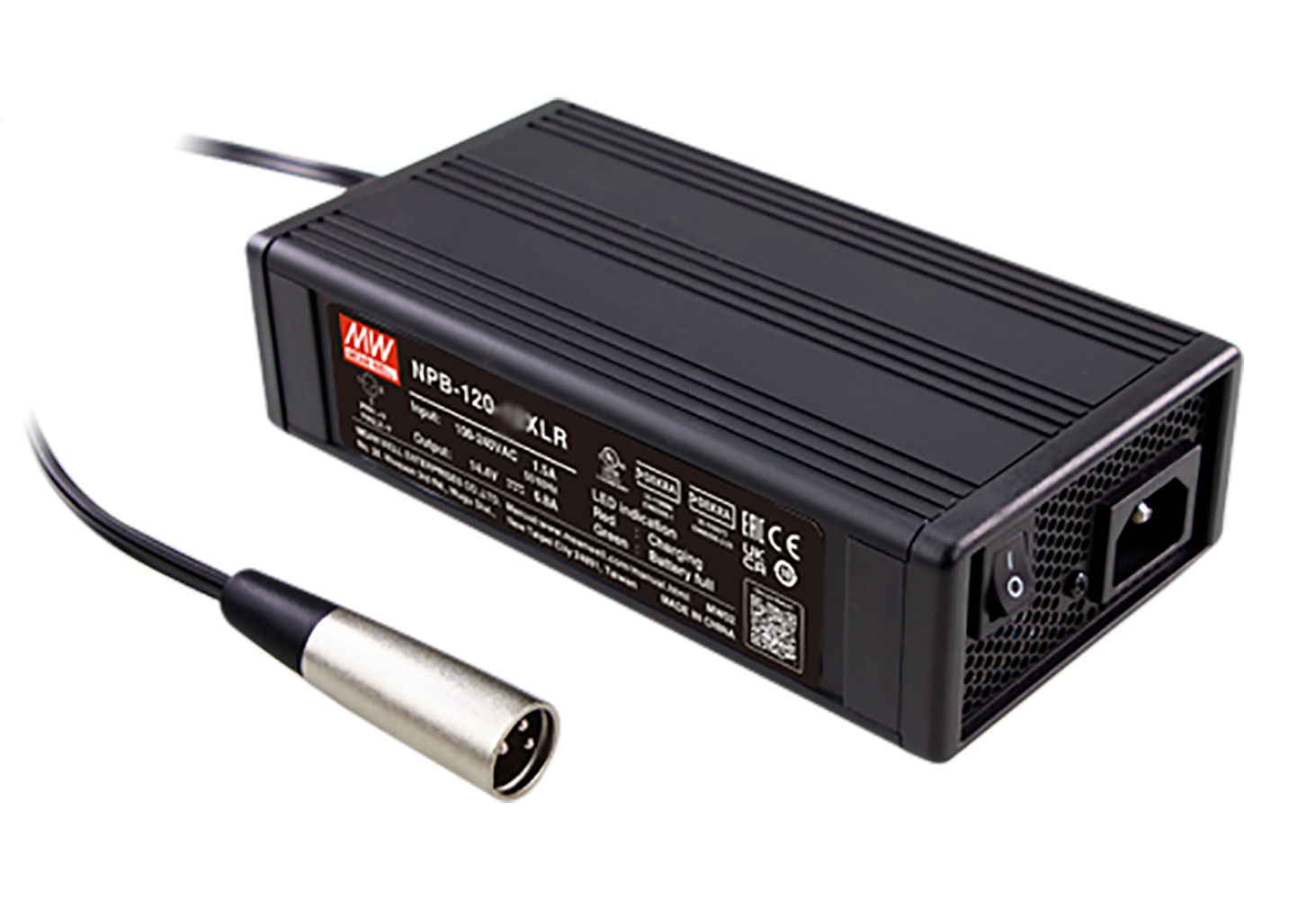 121.6W 55.2V 2A Compact Battery Charger with Wide Output Range XLR Connector