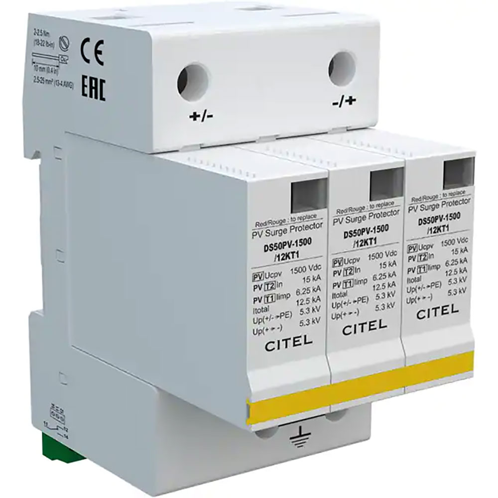 1500 VDC PV DIN Rail Surge Protection Device 40kA Surge