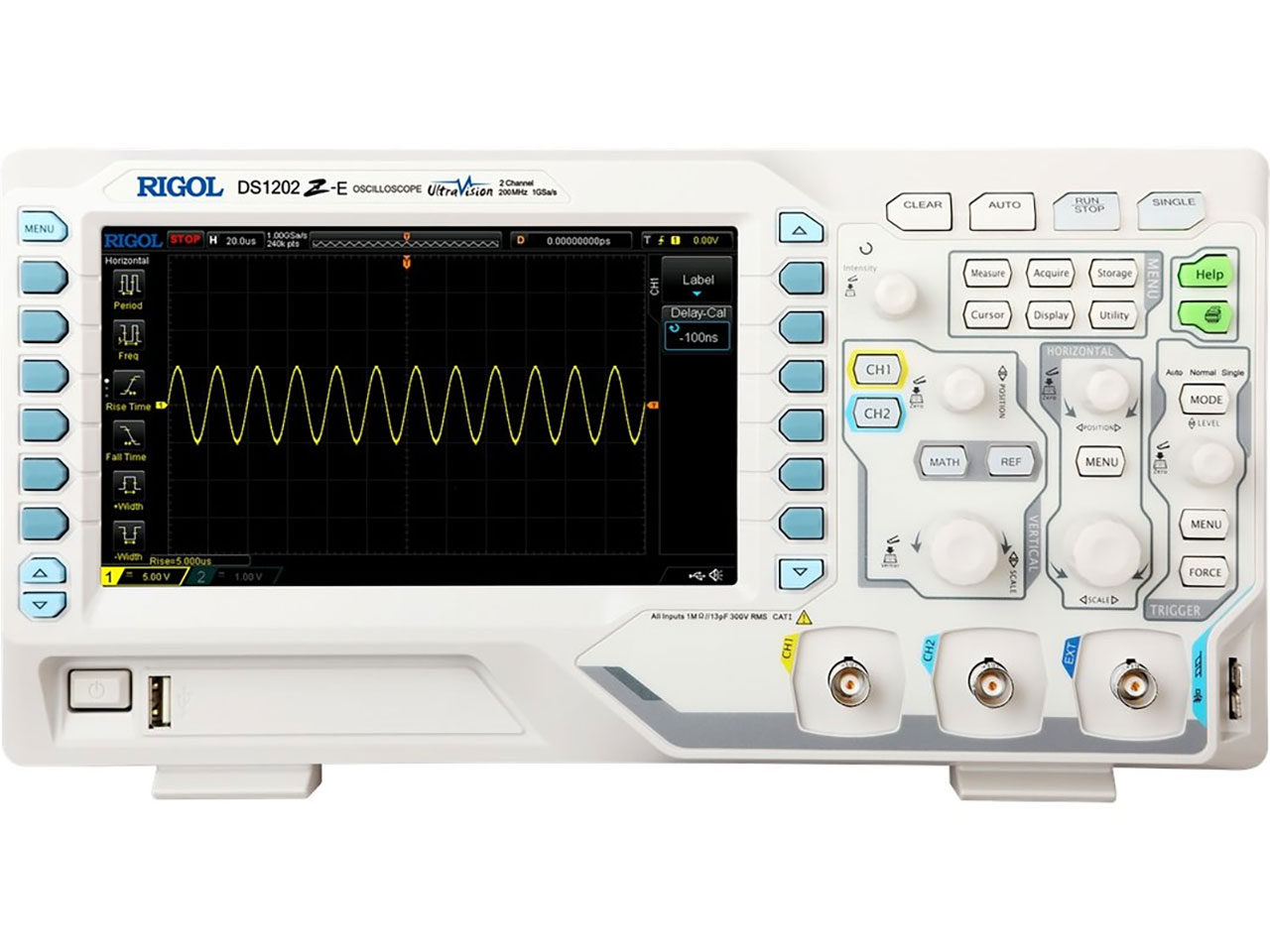 Digital Oscilloscopes 2 Channel 200 MHz USB Interface 7" Color TFT LCD
