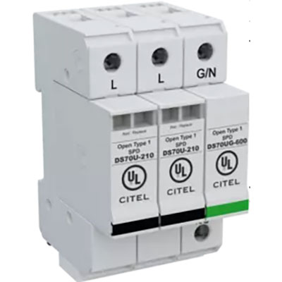 120/240 VAC 2-Phase 3W+G DIN Rail Surge Protection Device Multi-MOV+GSG 150V MCOV 75kA IMAX