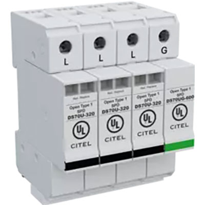 240 VAC 3-Phase 3W+G Delta DIN Rail Surge Protection Device Multi-MOV+GSG 275V MCOV 75kA IMAX