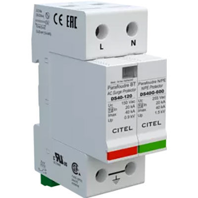 240/120 VAC 1S-Phase DIN Rail Surge Protection Device MOV+GSG 150V MCOV 40kA IMAX