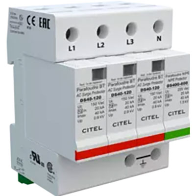 240/120 VAC 3-Phase 4W+G Wye DIN Rail Surge Protection Device MOV+GSG 150V MCOV 40kA IMAX