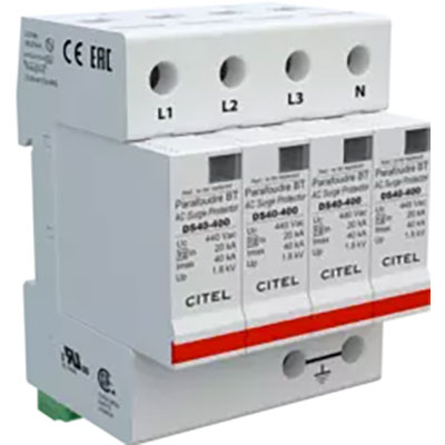 480/277 VAC 3-Phase, 3W+G, 3PH Wye DIN Rail Surge Protection Device MOV 400V MCOV 40kA IMAX