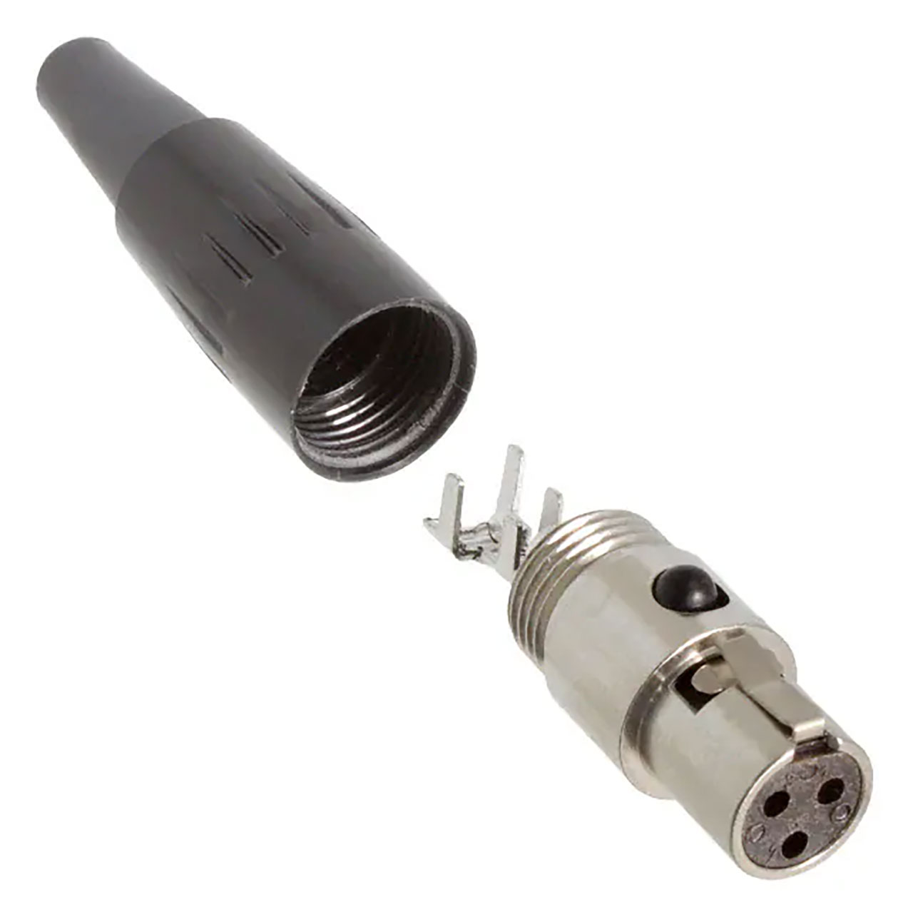 Mini XLR Type 3 Position Circular Plug Connector with Female Sockets Cable Mount