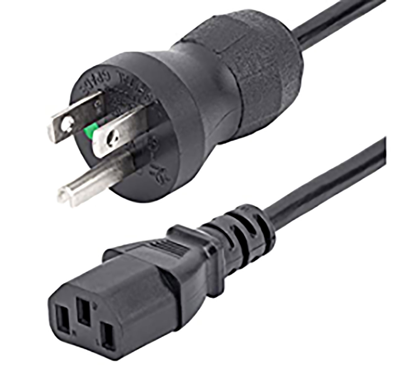 3-Conductor Green Dot AC Power Cord 18 AWG NEMA 5-15P to IEC 60320 C13 SJT Jacket 6 Feet Black