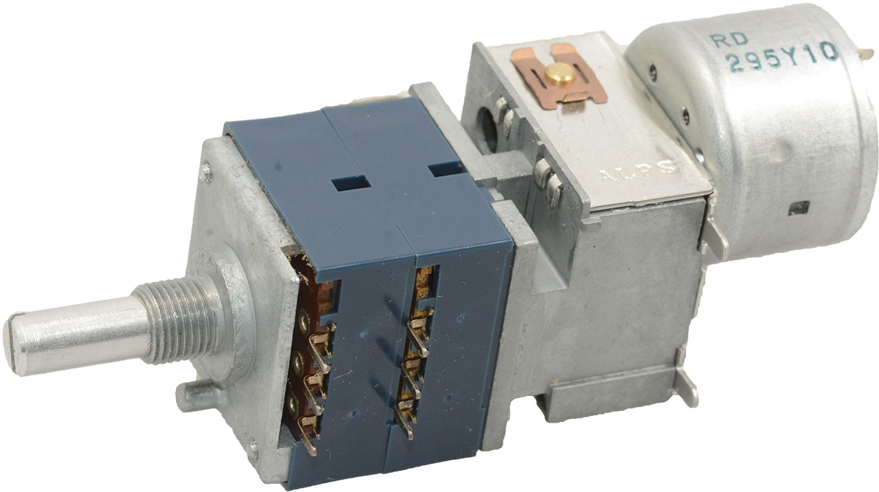 POT,MOTORIZED,2-GANG,10K,20%,AUDIO/LOG,1-TURN,PC-PINS,RND SH