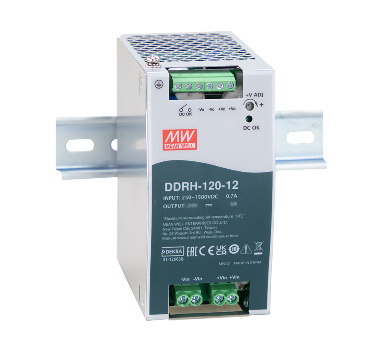100W 12V 8.4A DC-DC Converter Ultra-Wide Input 250-1500VDC DIN Rail Mount