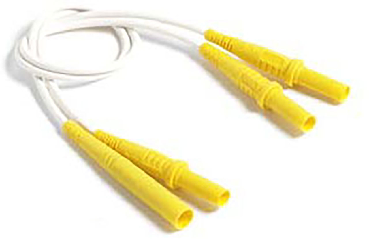 150 Inch Sheathed Banana Plug to Sheathed Banana Plug and Banana Socket (Jack) Patch Cord 1000VAC Yellow