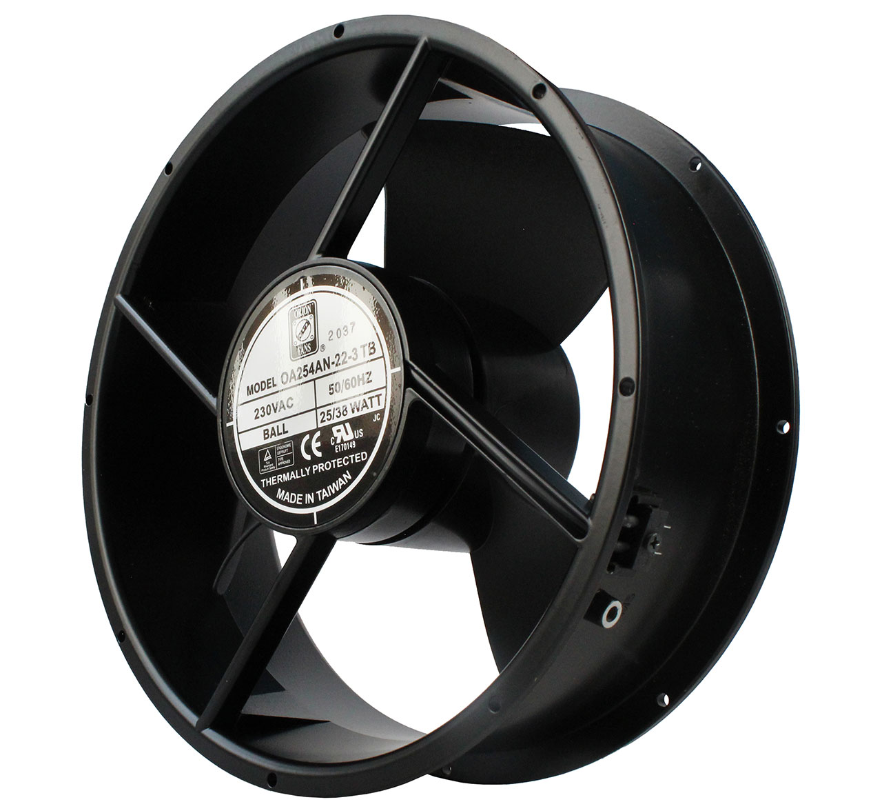 254 mm x 254 mm x 89 mm Tube Axial Fan 115 VAC Ball Bearing 700CFM 65dBA Terminals