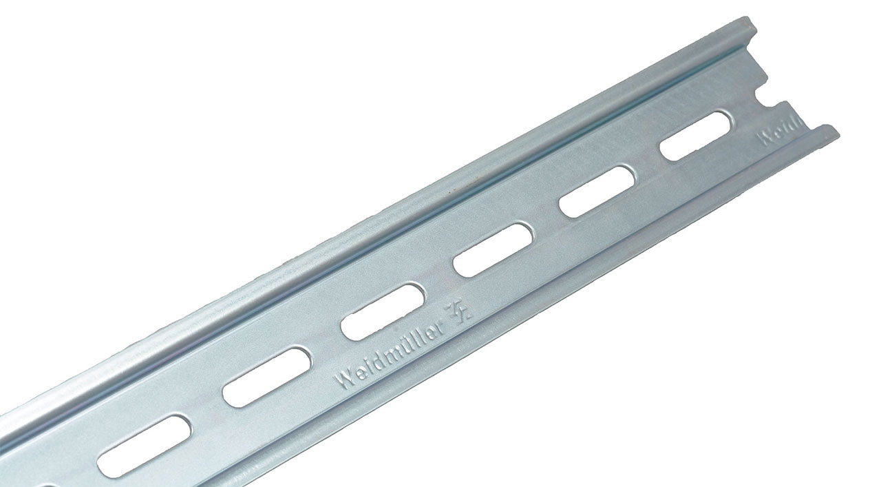 DIN RAIL,TS35x7.5,STEEL,SLOTTED,200mm LENGTH