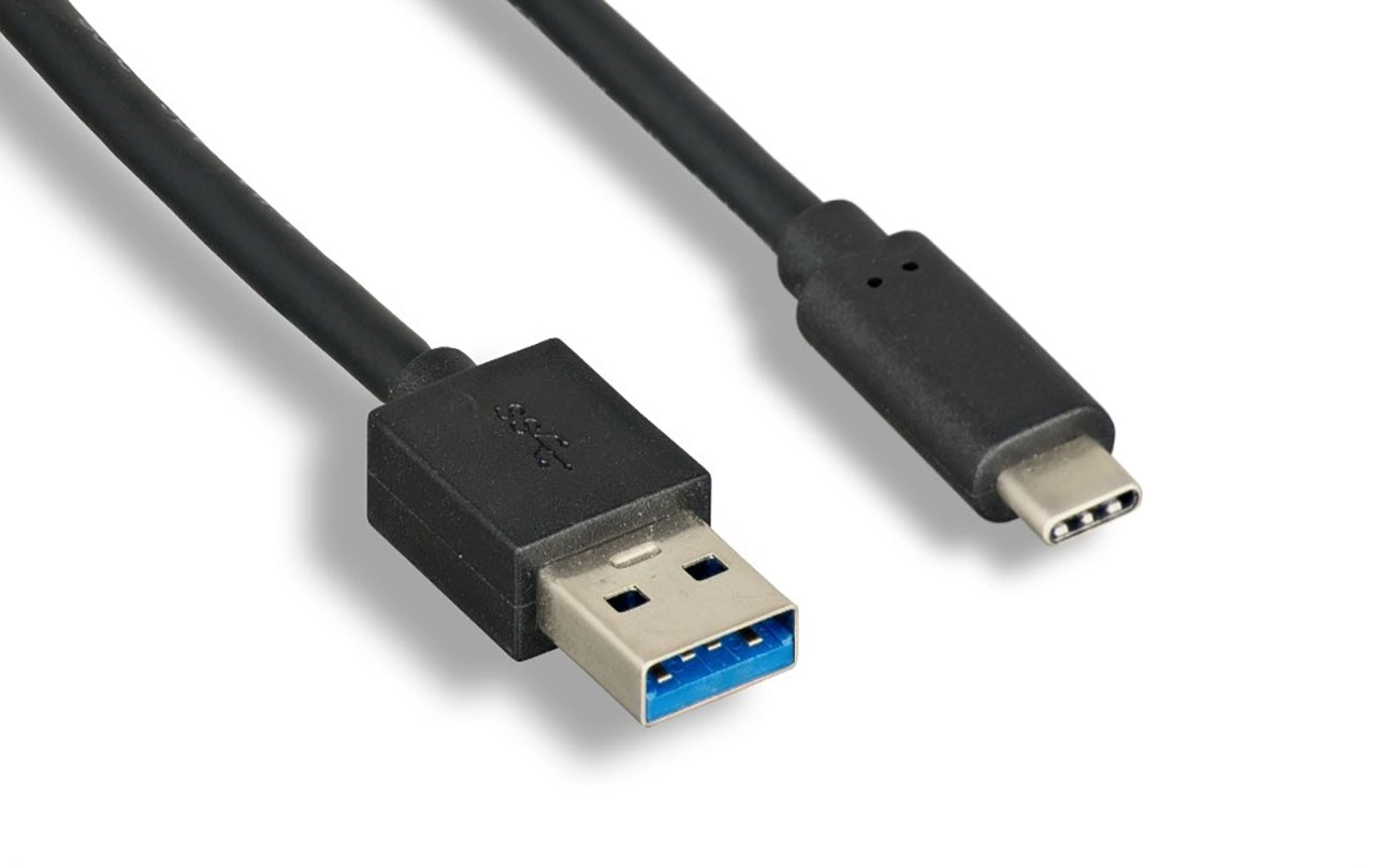 USB 3.2 Gen 2x1 10G Type-C Male to Type-A Male Cable Black 3.25 Feet