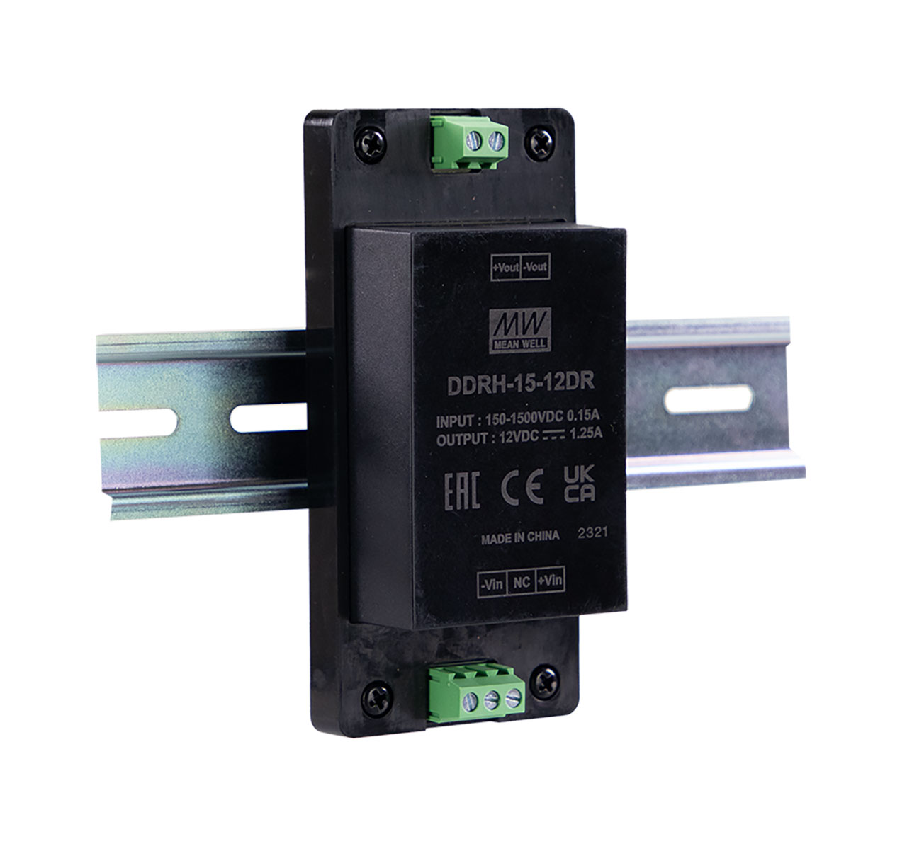 15W 12V 1250mA High-Reliability DC-DC Converter Ultra-Wide Input 150-1500V DIN Rail