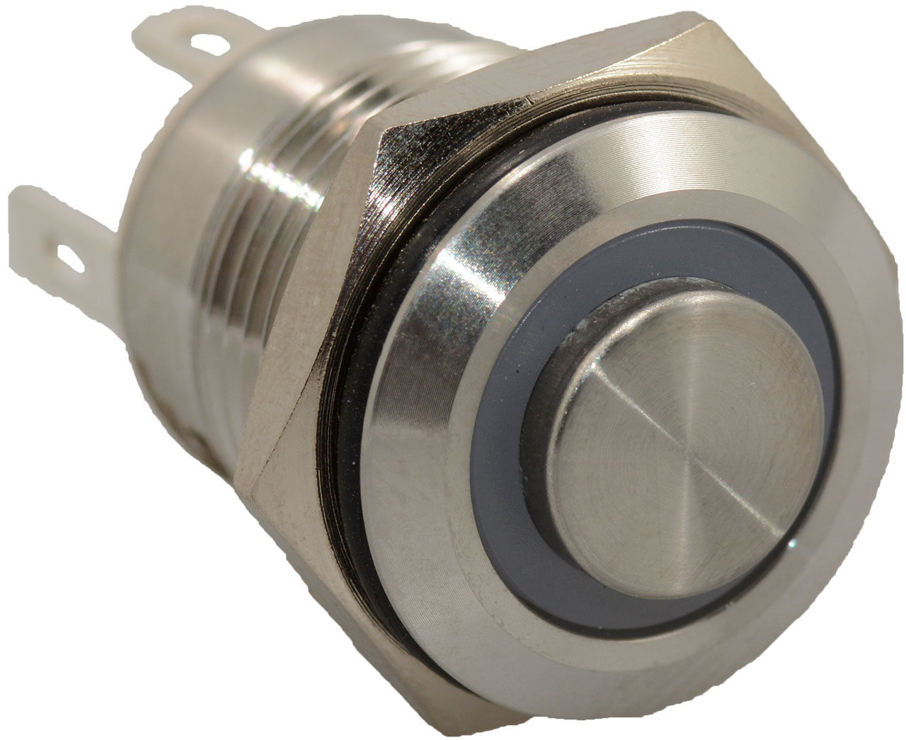 Pushbutton Switch SPST-NO OFF-MOM Anti-Vandal Illuminated Blue Ring Button Front Panel Mount 2A 48VDC