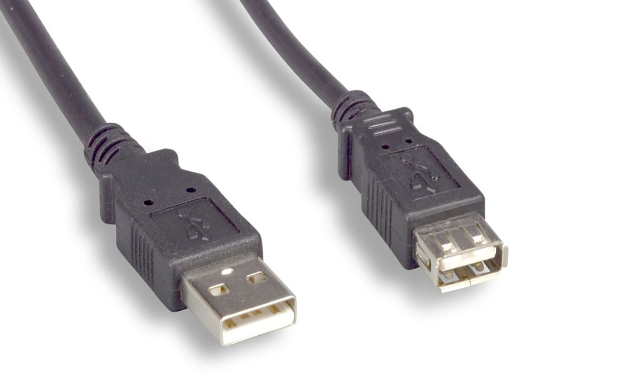 USB 2.0 Type-A Male to Female Extension Cable Black 1 Foot