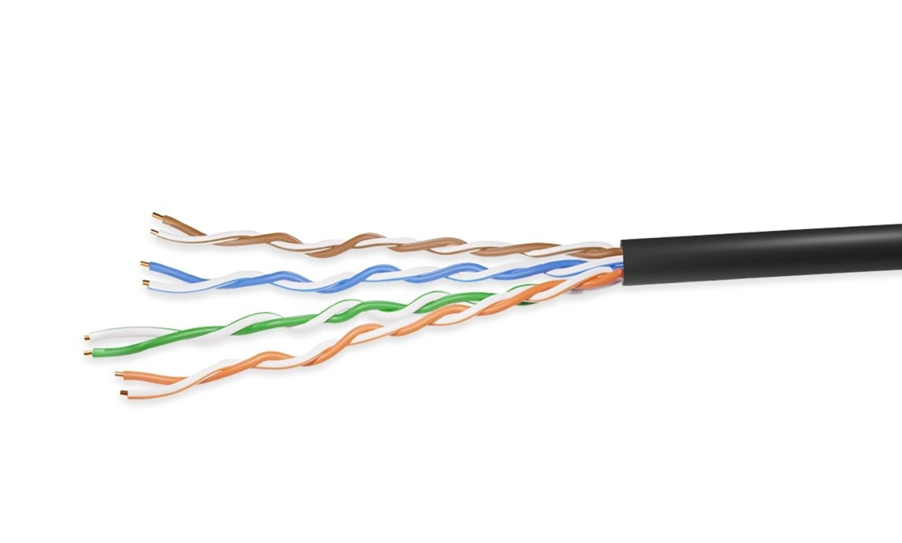 Cat 5e UTP Solid Bulk Cable 1000 Feet Black Raiser CMR-Rated