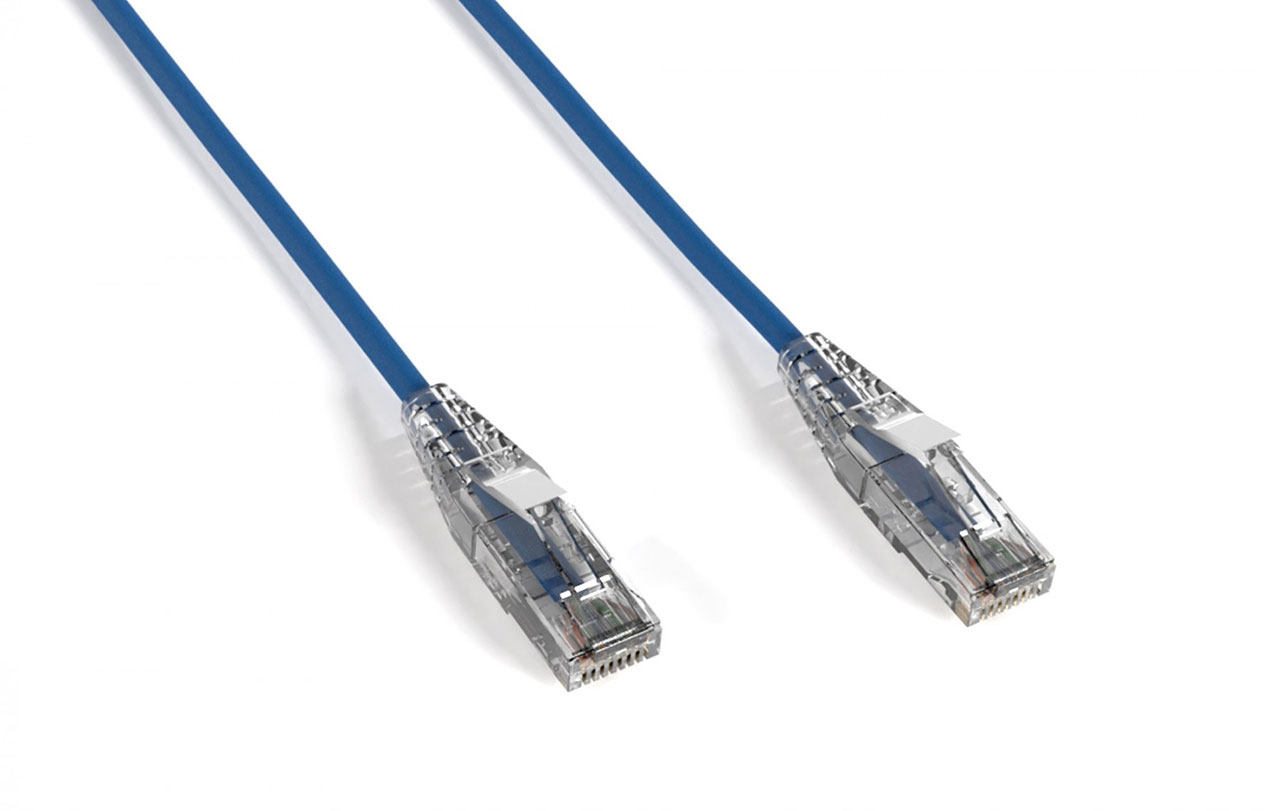 Slim Cat 6a UTP Patch Cable Blue 6 Inch