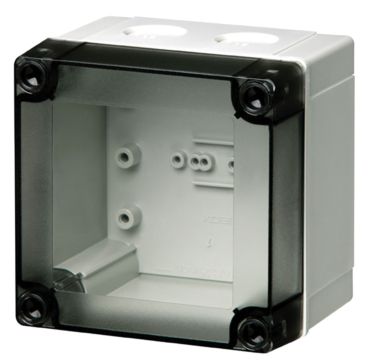 MNX Series Enclosure Polycarbonate with Knockouts 3.9"x3.9"x3.0" Transparent Cover UL