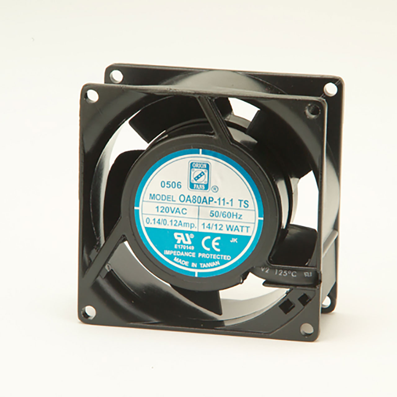 80 mm x 80 mm x 38 mm Tube Axial Fan 115 VAC Sleeve Bearing 28CFM 28dBA Terminals