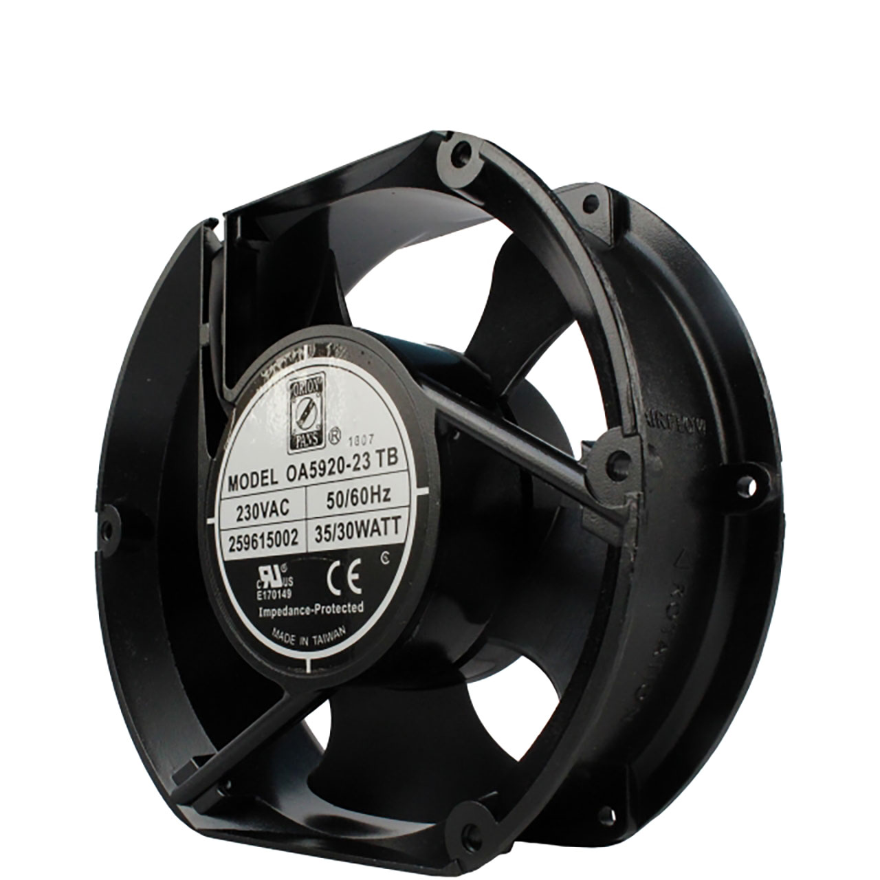 172 mm x 150 mm x 51 mm Tube Axial Fan 230 VAC Ball Bearing 195CFM 55.2dBA Terminals