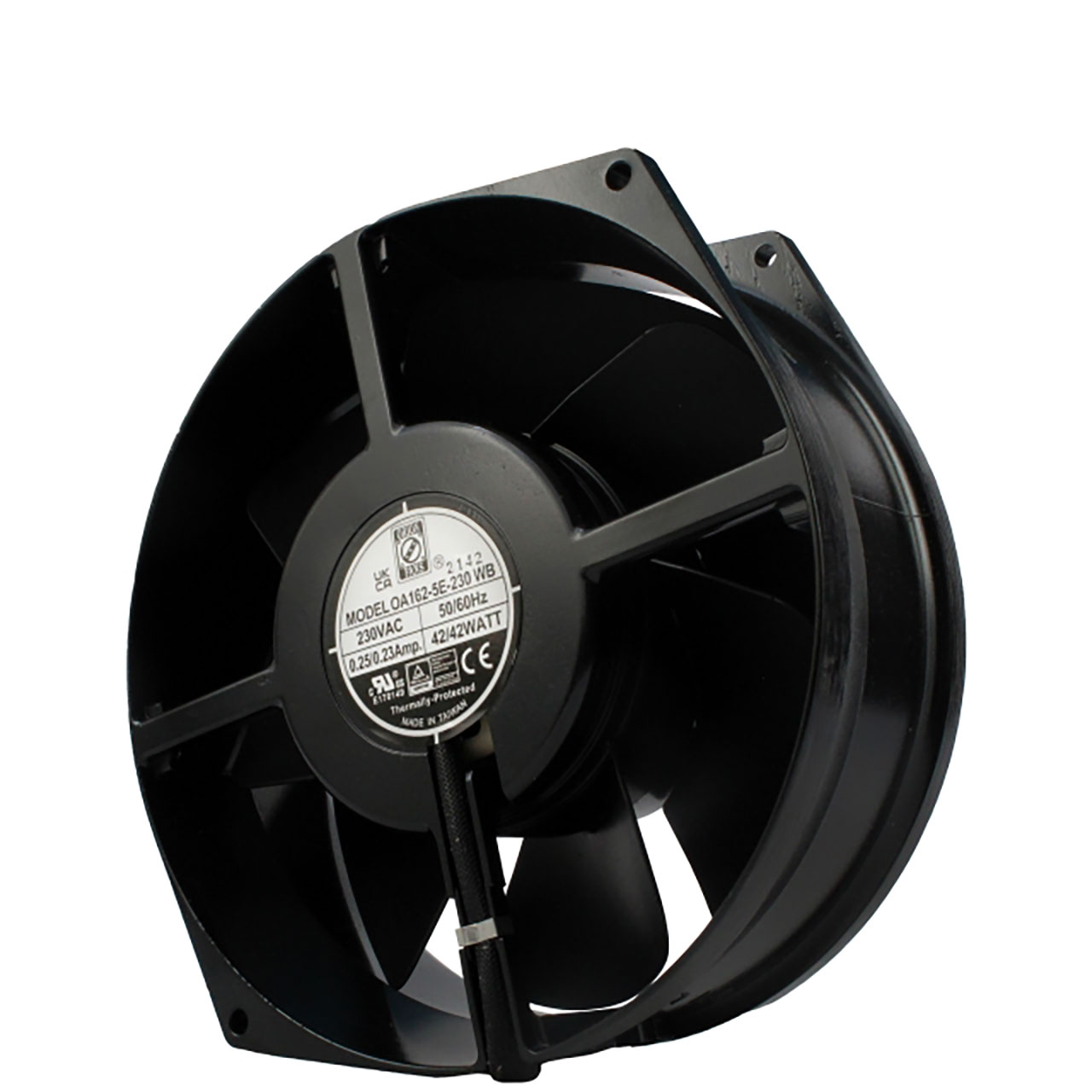 172 mm x 150 mm x 55 mm Tube Axial Fan 230 VAC Ball Bearing 230CFM 53dBA Terminals