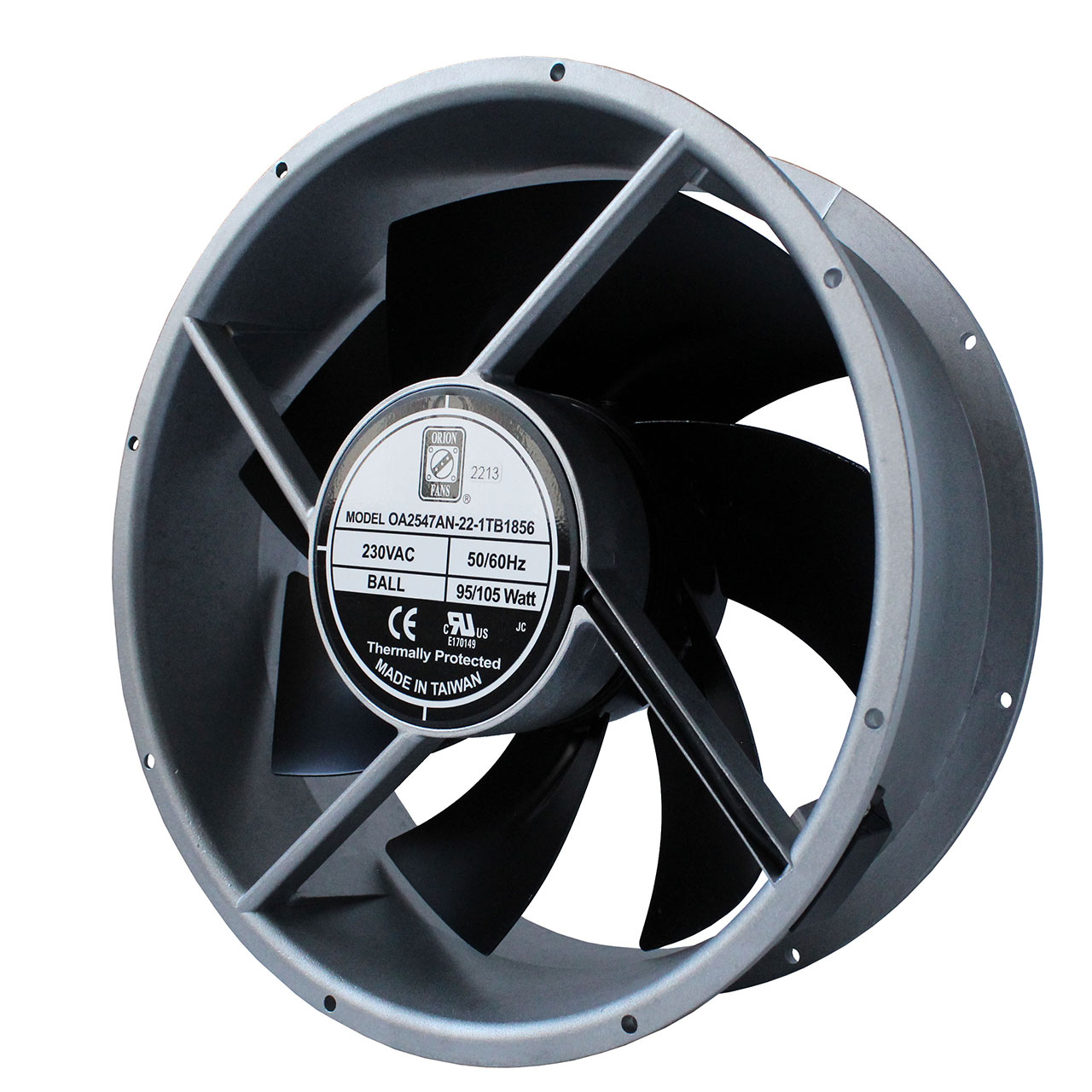 254 mm x 254 mm x 89 mm Tube Axial Fan 230 VAC Ball Bearing 570CFM 46dBA 12" Wires