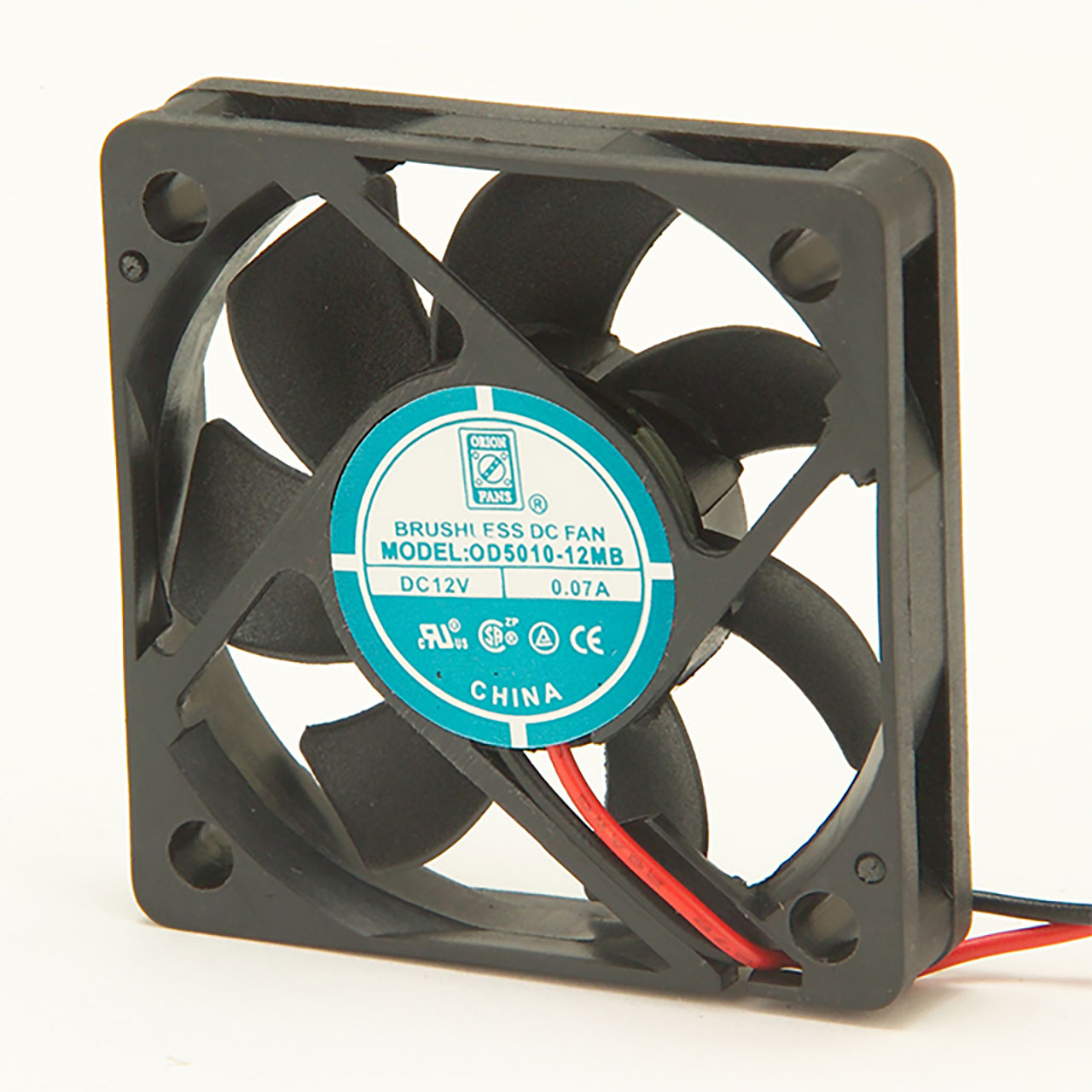 50 mm x 50 mm x 10.5 mm Tube Axial Fan 12 VDC Ball Bearing 14.9CFM 37.4dBA 12" Wires