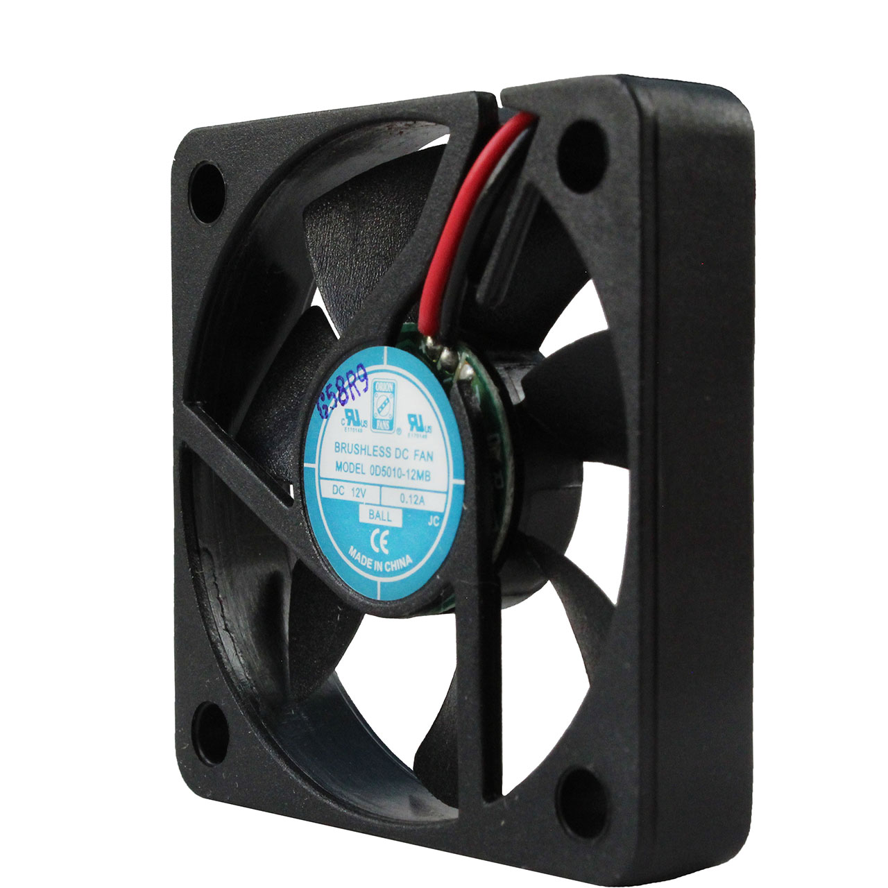 50 mm x 50 mm x 10.5 mm Tube Axial Fan 24 VDC Ball Bearing 14.9CFM 37.4dBA 12" Wires