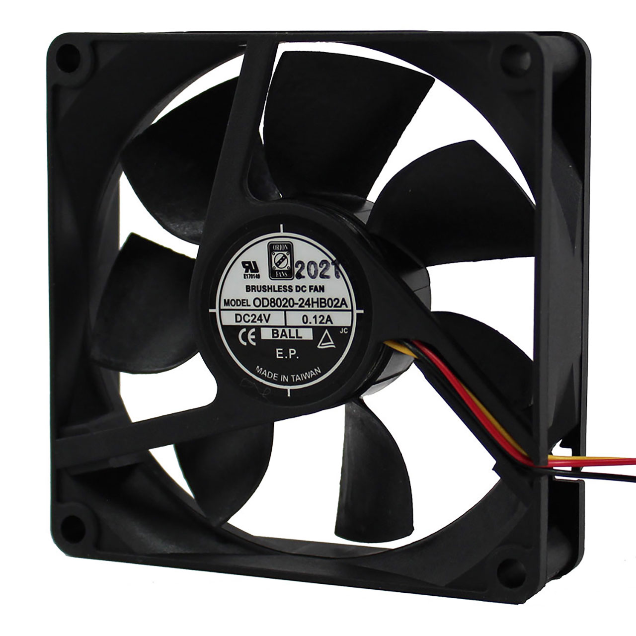 80 mm x 80 mm x 20 mm Tube Axial Fan 24 VDC Ball Bearing 40CFM 36dBA 12" Wires Alarm Output