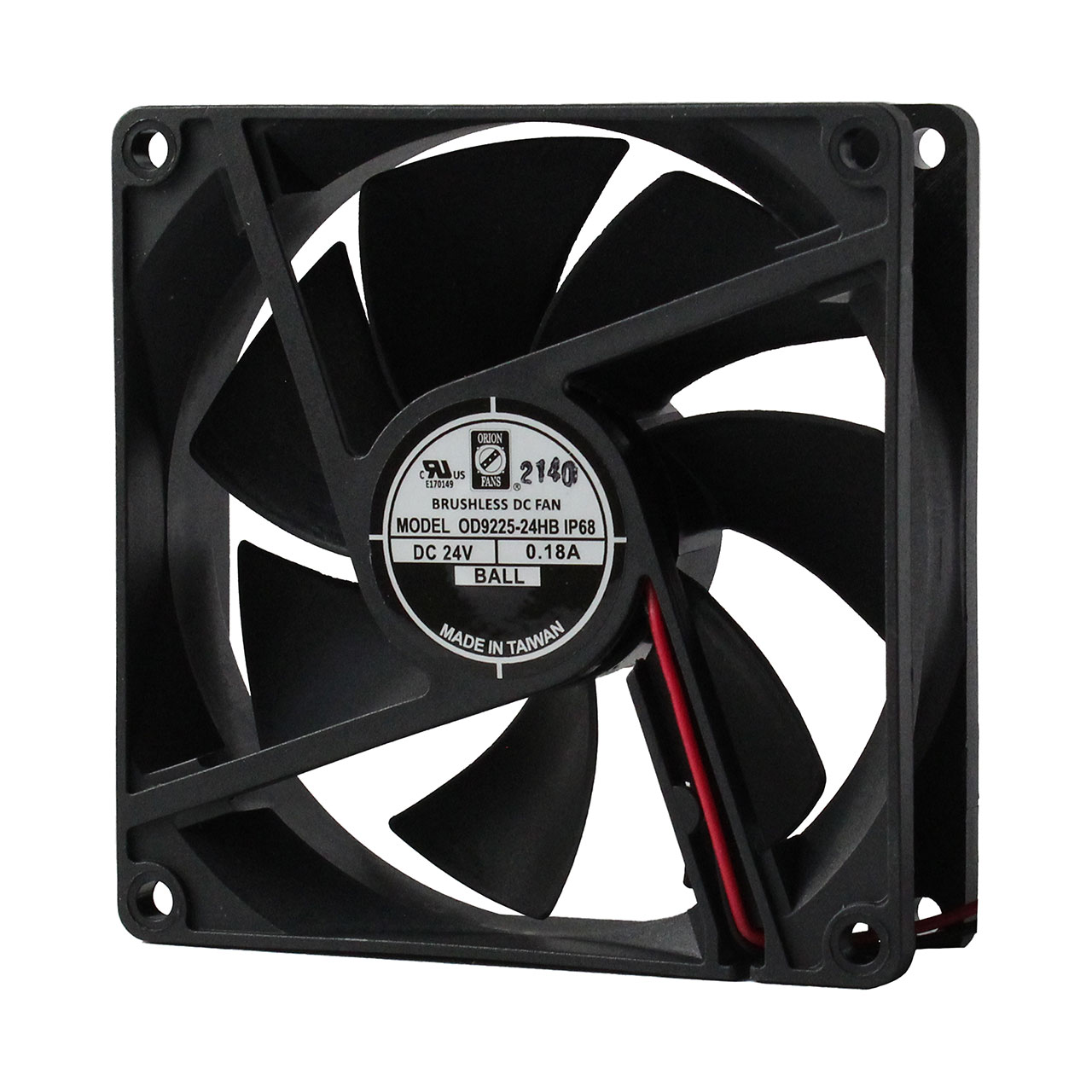 92 mm x 92 mm x 25 mm Tube Axial Fan 24 VDC Ball Bearing 25CFM 23dBA 12" Wires