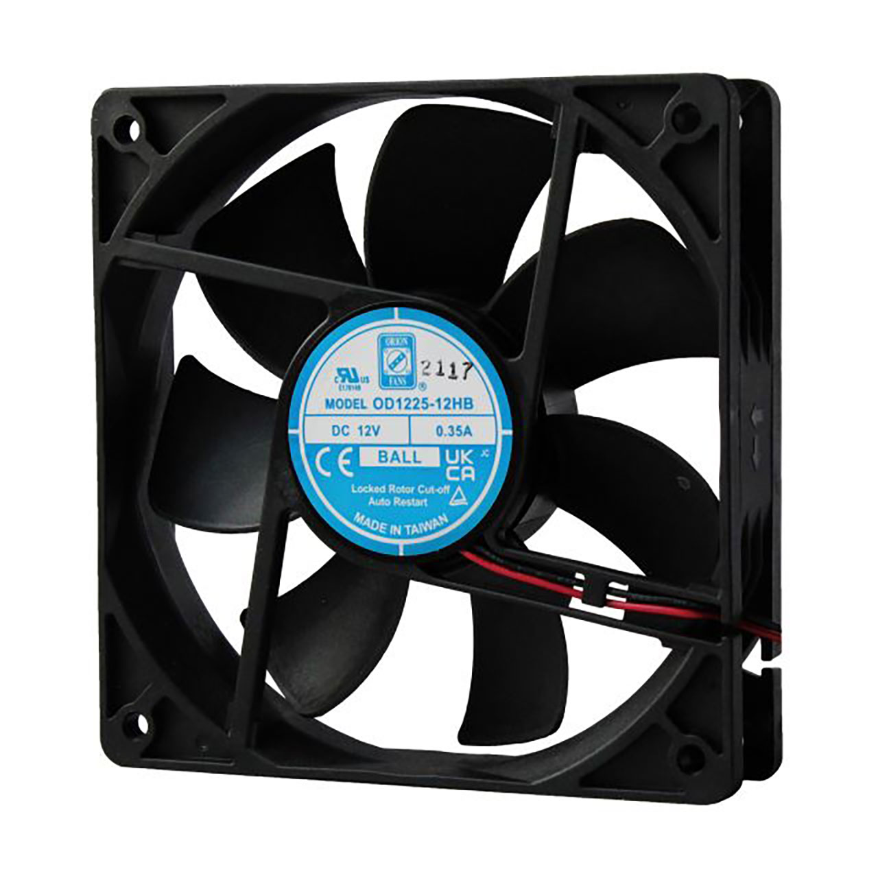 120 mm x 120 mm x 25 mm Tube Axial Fan 12 VDC Ball Bearing 120CFM 42dBA Terminals