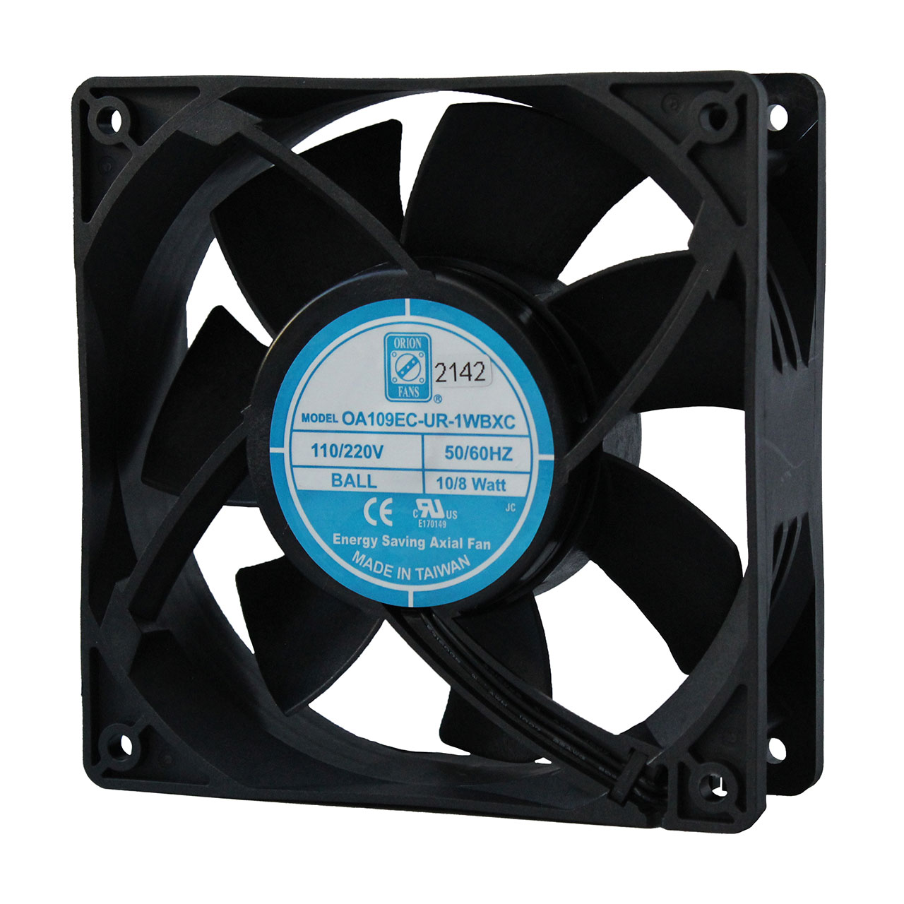 120 mm x 120 mm x 38 mm Tube Axial Fan 110/220 VAC Ball Bearing 106CFM 43dBA 12" Wires